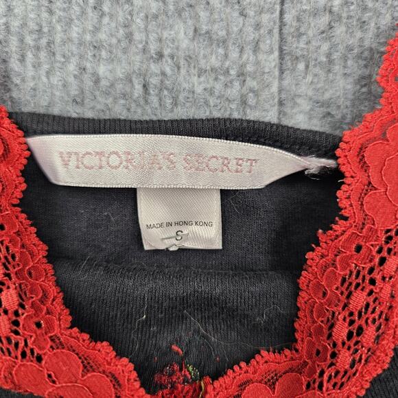 Vintage Victoria's Secret Camisole Womens Small Y2K Black Floral Tank Layering - Picture 4 of 6